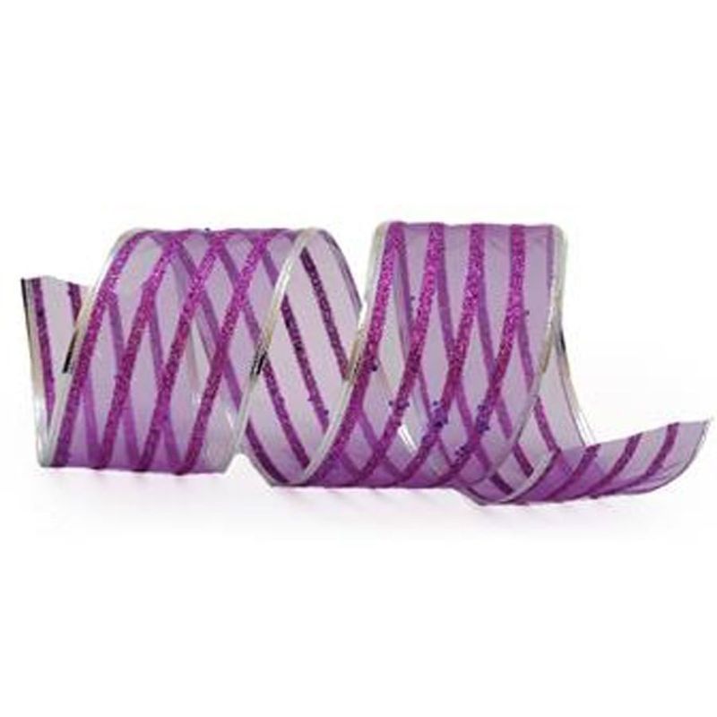 Fita Listras Roxo 6,3 cm x 9,14 mts (Fitas Natalinas) - 3 Un