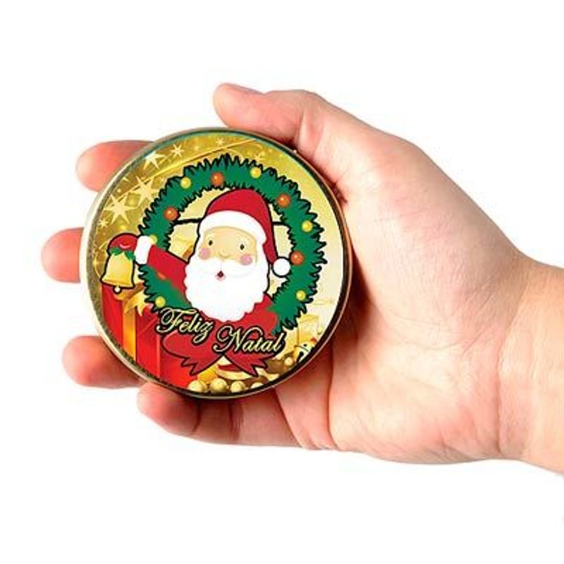 Latinha 7x2 Lembrancinha de Natal Papai Noel com Presente