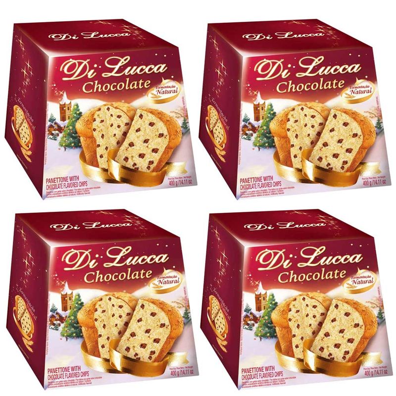 Kit com 4 Panetone Gotas de Chocolate 400g - Di Lucca