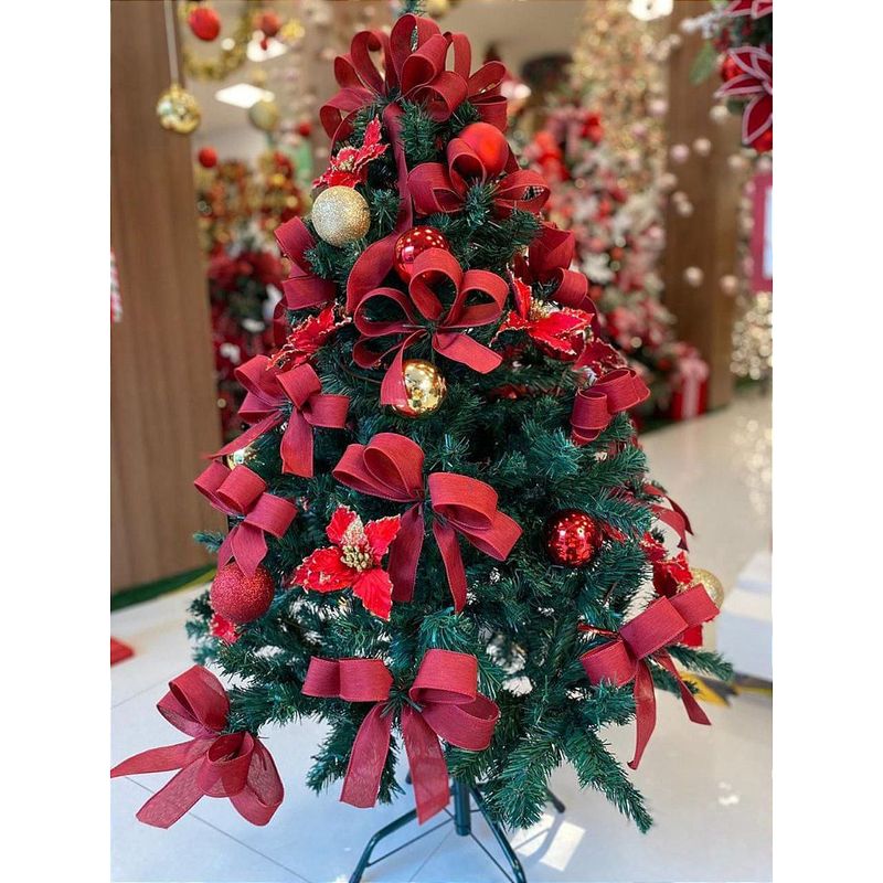 Kit Decoração Vermelho com Dourado para Árvore de Natal 150cm - 01