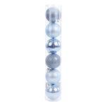 Bola Tubo Brilho/Fosco/Glitter Azul 10cm - Jogo com 6 Peças
