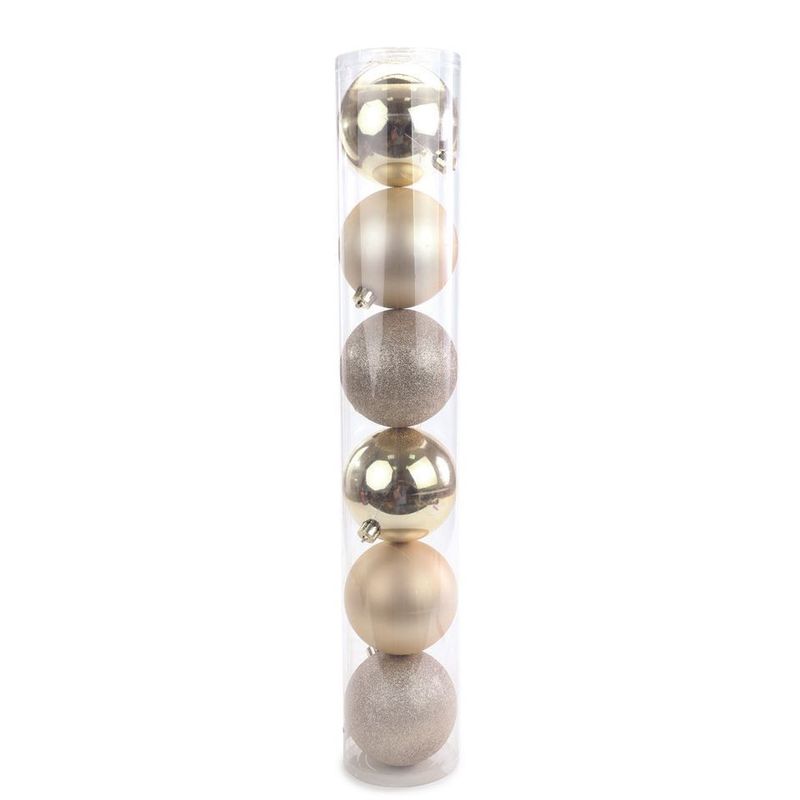 Bola Tubo Brilho/Fosco/Glitter Nud 10cm - Jogo com 6 Peças