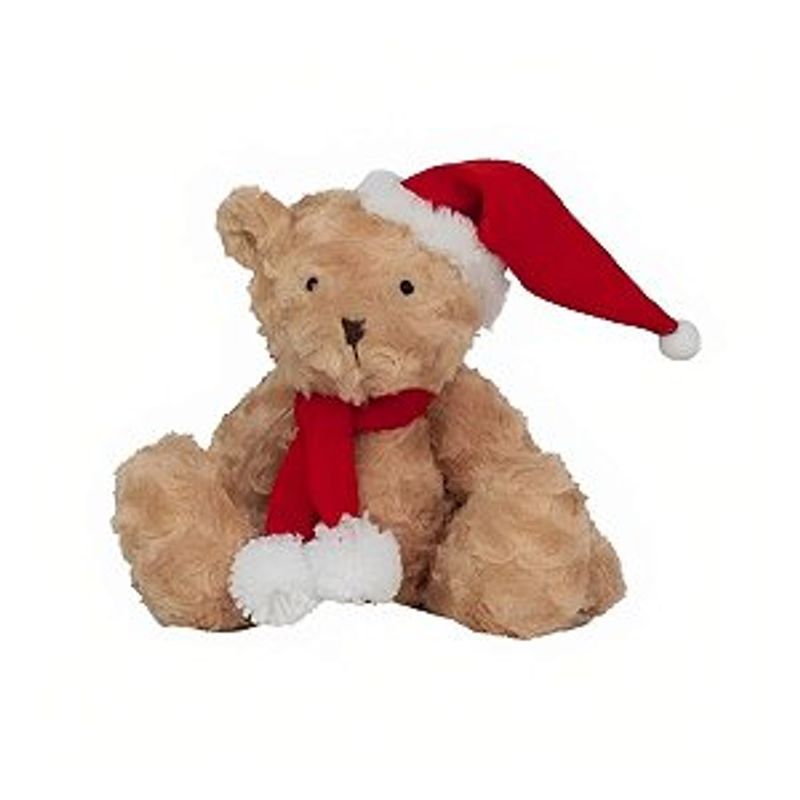 Urso Pelúcia com Gorro/Cachecol Bege Vermelho Branco 33cm - 1 Un