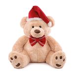 Urso Pelúcia com Gorro Bege Vermelho Branco 60cm - 1 Un