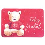 Tapete Urso Feliz Natal Vermelho Marrom 85X60cm - 1 Un