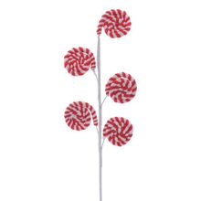 Galho Decorativo Lollipop Vermelho Branco 52cm - 1 Un