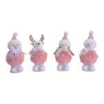 Enfeite Pendurar Pompom Bola de Neve Noel Menina Rosa Branco - 1 Un