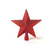 Ponteira Estrela com Glitter Vermelho 20cm - 1 Un