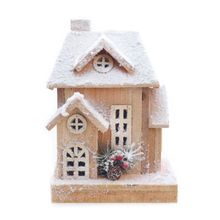 Casa Decorativa Nevada com Led Marrom Branco 28cm 2AA - 1 Un