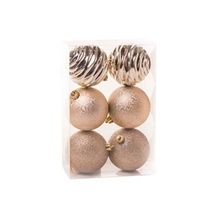 Bola de Natal com Glitter Texturizada Ondas Rosê Gold 8cm (Bolas) - 6 Peças