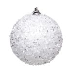 Bola de Natal Nevada com Glitter Branco 10cm - 4 Un