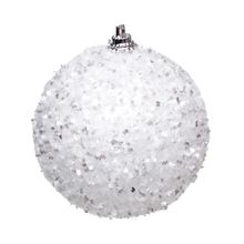 Bola de Natal Nevada com Glitter Branco 10cm - 4 Un