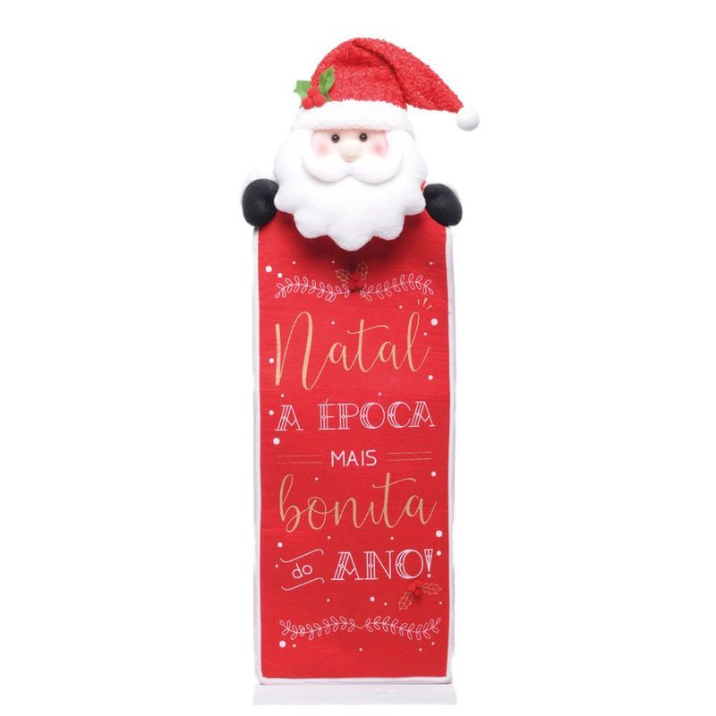 Placa Papai Noel Natal Vermelho e Branco