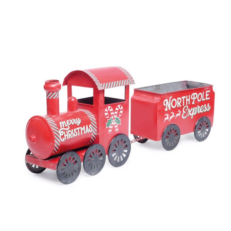 Locomotiva Decorativa Metal Vermelho e Verde 66cm