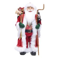 Papai Noel Segurando Lanterna Vermelho e Branco e Ouro 60cm