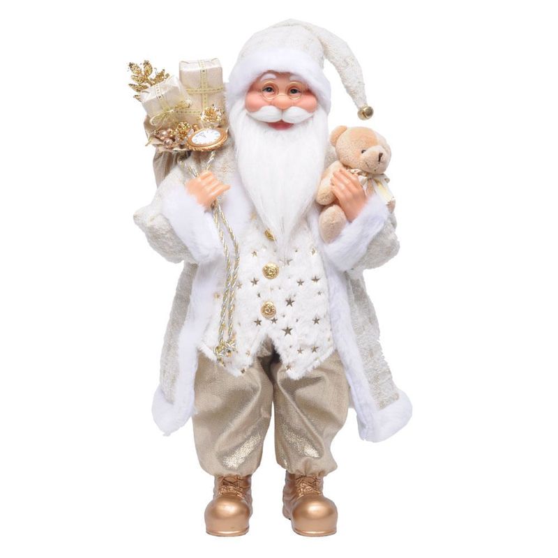 Papai Noel com Relógio Creme e Branco 60cm