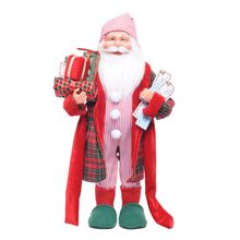 Papai Noel com Pijama Vermelho e Branco e Verde 45cm