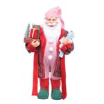 Papai Noel com Pijama Vermelho e Branco e Verde 60cm