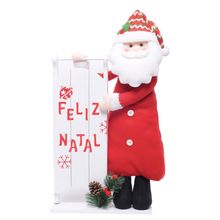 Noel Decorativo Placa Feliz Natal Vermelho e Branco e Preto