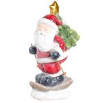 Papai Noel com Led Esquiando com Pinheiro Vermelho e Branco e Verde Bandeira