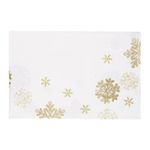 Toalha de Mesa Natal Retangular Flocos de Neve Dourado 175X320