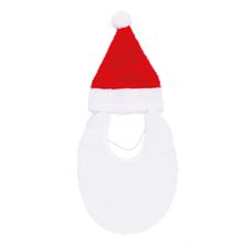 Touca com Barba Noel Cachorro Branco e Vermelho P