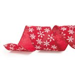 Fita de Natal Floco de Neve Vermelho e Branco 6,3cm - 1 Un