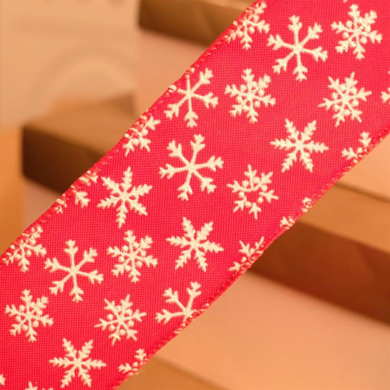 Fita de Natal Floco de Neve Vermelho e Branco 6,3cm - 1 Un