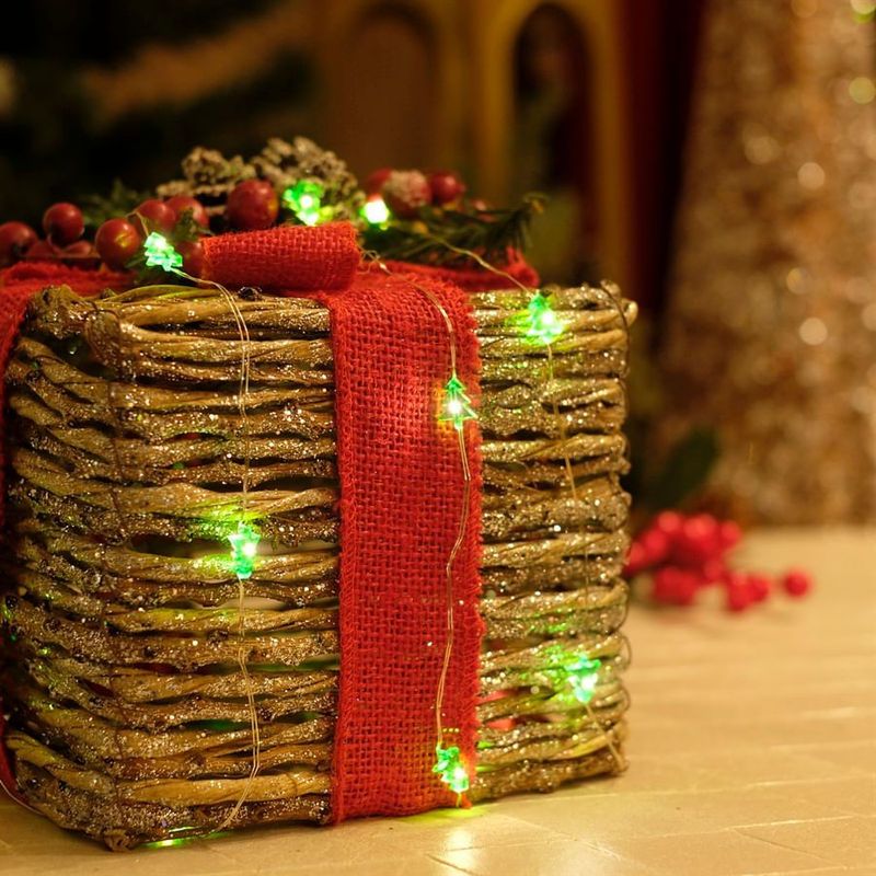 Iluminação de Natal - Pisca Pisca com Árvores 20 Leds 2 Pilha AA Verde Claro