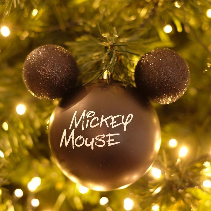 Natal Disney - Bola Assinatura Mickey e Minnie 10cm - 2 Un