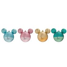 Natal Disney - Bola Arabesco Azul e Rosa Claro 10cm - 2 Un