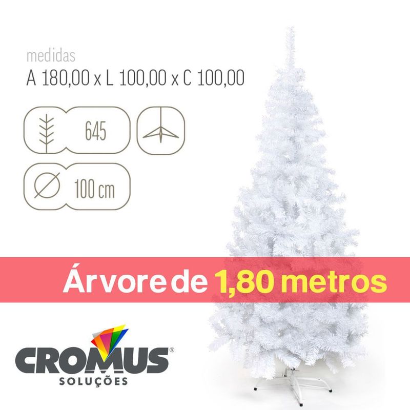 Árvore de Natal Portobelo Branco Base Plástica 1,80m com 645 Hastes