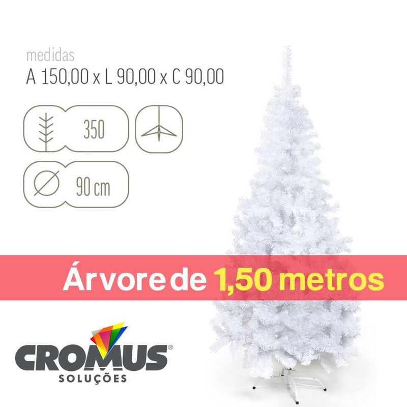 Árvore de Natal Portobelo Branco Base Plástica 1,50m com 350 Hastes