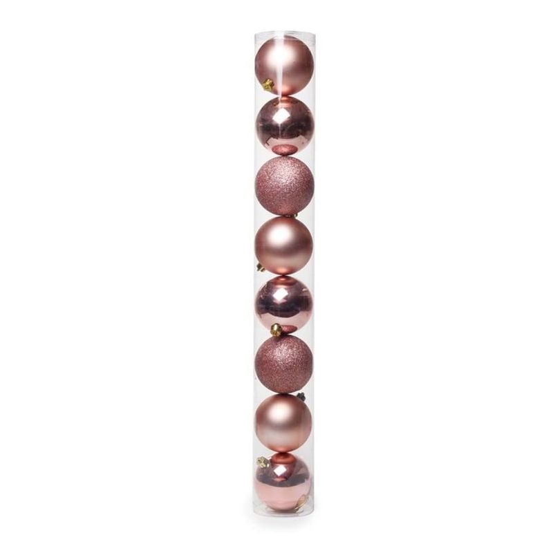 Bola de Natal Lisa Rosê Gold 8cm - 8 Un