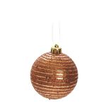 Bola de Natal com Listras e Glitter Ouro 8cm - 6 Un