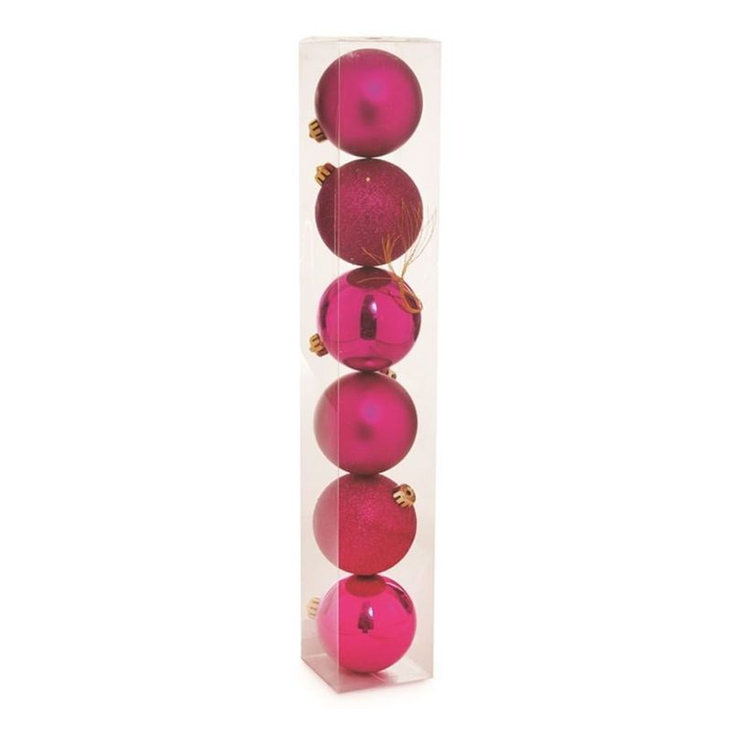 Bola de Natal Sortidas Rosa 8cm - 6 Un