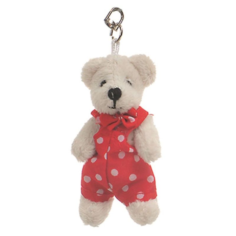 Chaveiro Urso Poá Branco e Vermelho (Patchwork Vermelho) - 6 Un