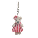 Chaveiro Ursa Listras Branco e Vermelho (Patchwork Vermelho) - 6 Un
