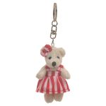 Chaveiro Ursa Listras Branco e Vermelho (Patchwork Vermelho) - 6 Un