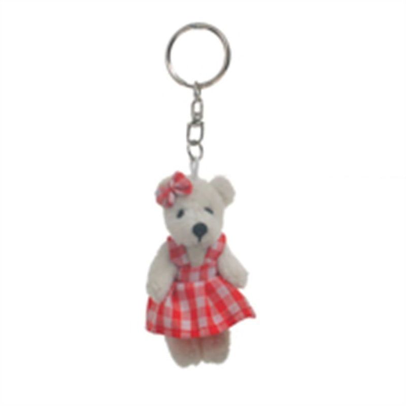 Chaveiro Ursa Xadrez Branco e Vermelho (Patchwork Vermelho) - 6 Un