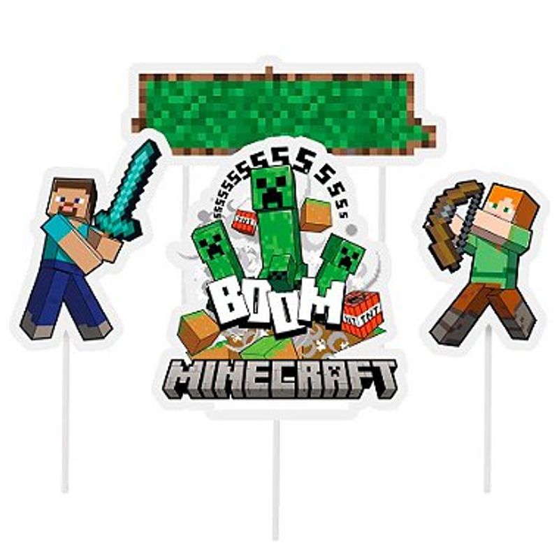 Quadro de bolo Minecraft comestível pixel tnt topo de bolo