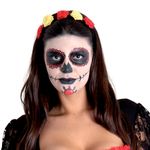 Fantasia Caveira Mexicana Vestido Adulto com Tiara - Halloween M