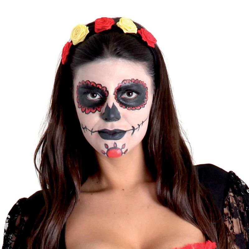 Fantasia Caveira Mexicana Vestido Adulto com Tiara - Halloween M