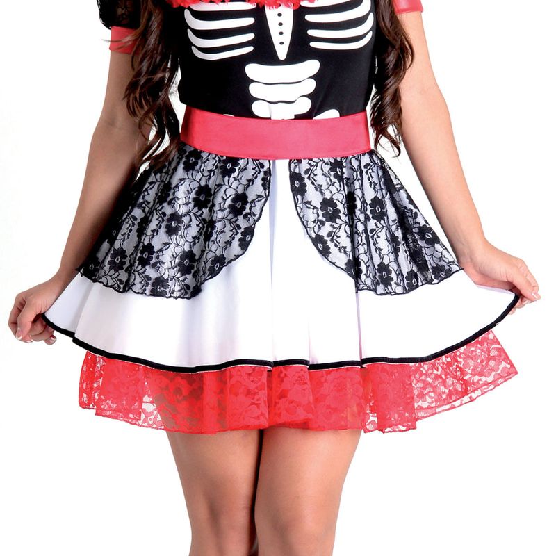 Fantasia Caveira Mexicana Vestido Adulto com Tiara - Halloween M