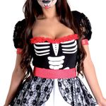 Fantasia Caveira Mexicana Vestido Adulto com Tiara - Halloween M