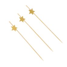 Palito em Bambu para Petiscos 12cm - Natal - Estrelinha Dourada