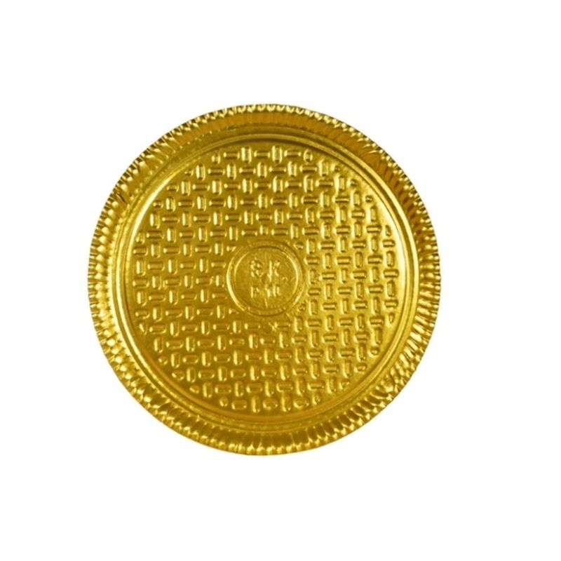 Prato Papelão Laminado Dourado Número 10 48cm com 50 unidades