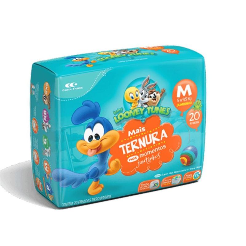 Fralda Baby Looney Tunes Jumbinho Média com 8 por 20