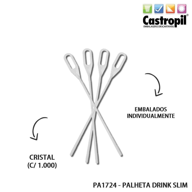 Plastfood palheta drink slim CR sachê com 1000 unidades.