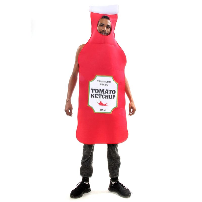 Fantasia Inflável Adulto Ketchup Com Enchimento Eletrônico